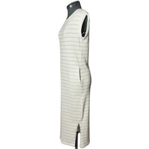 KARIELLA Ribbed Maxi T-Shirt Dress w/ Pockets Women’s Size Small gray/off white